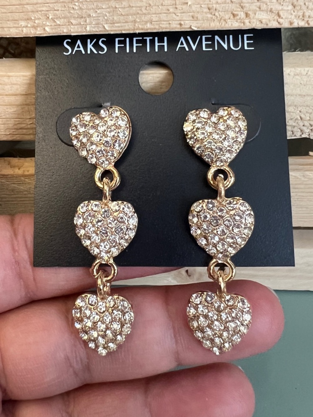 Saks Fifth Avenue Gold Heart Earrings